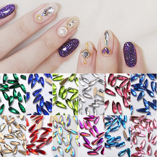10Pcs 3D Nail Art Rhinestones Long Water Drop Shaped Glitter Nail Art Decorations Accessoires Nail Supplies Best Buy Store