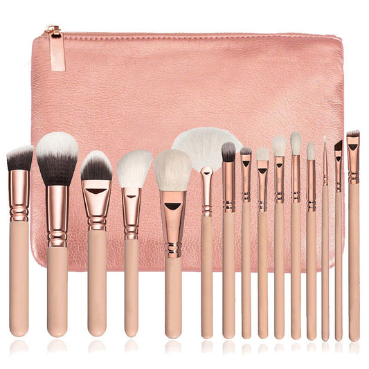 15 Makeup Brush With Bag  Rose Gold Makeup Brush Multi-function Makeup Tool Set Best Buy Store